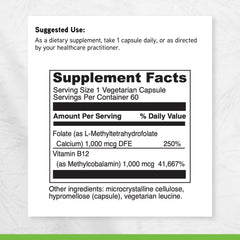 DaVinci 5-MTHF/B12 MC 2000 label detail with ingredients