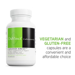 DAVINCI Candid-Away label detail with calcium caprylate and grapefruit seed extract.