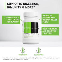 DAVINCI Daily Best Probiotic label highlights vegetarian and gluten-free status.