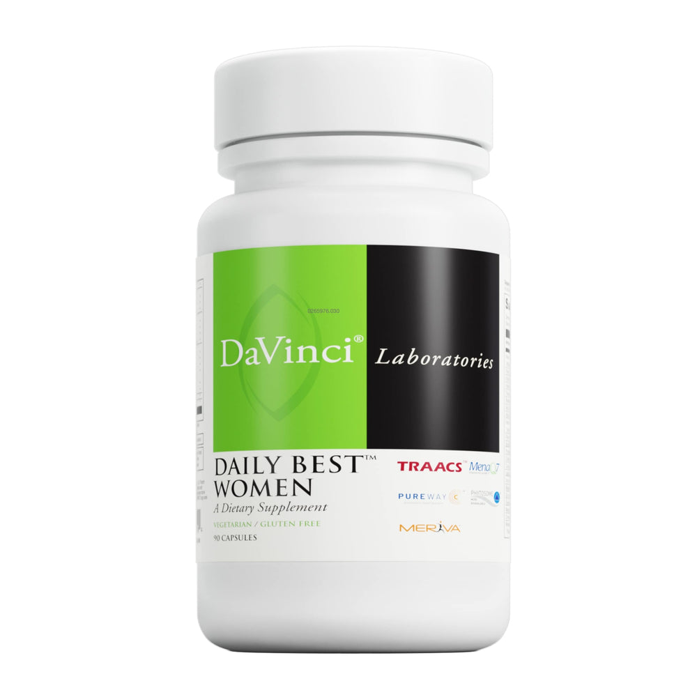 DAVINCI Daily Best Women bottle close-up for daily wellness support.