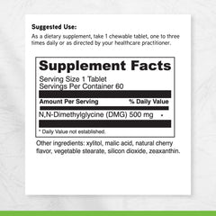 Dosage illustration showing one chewable tablet per serving.