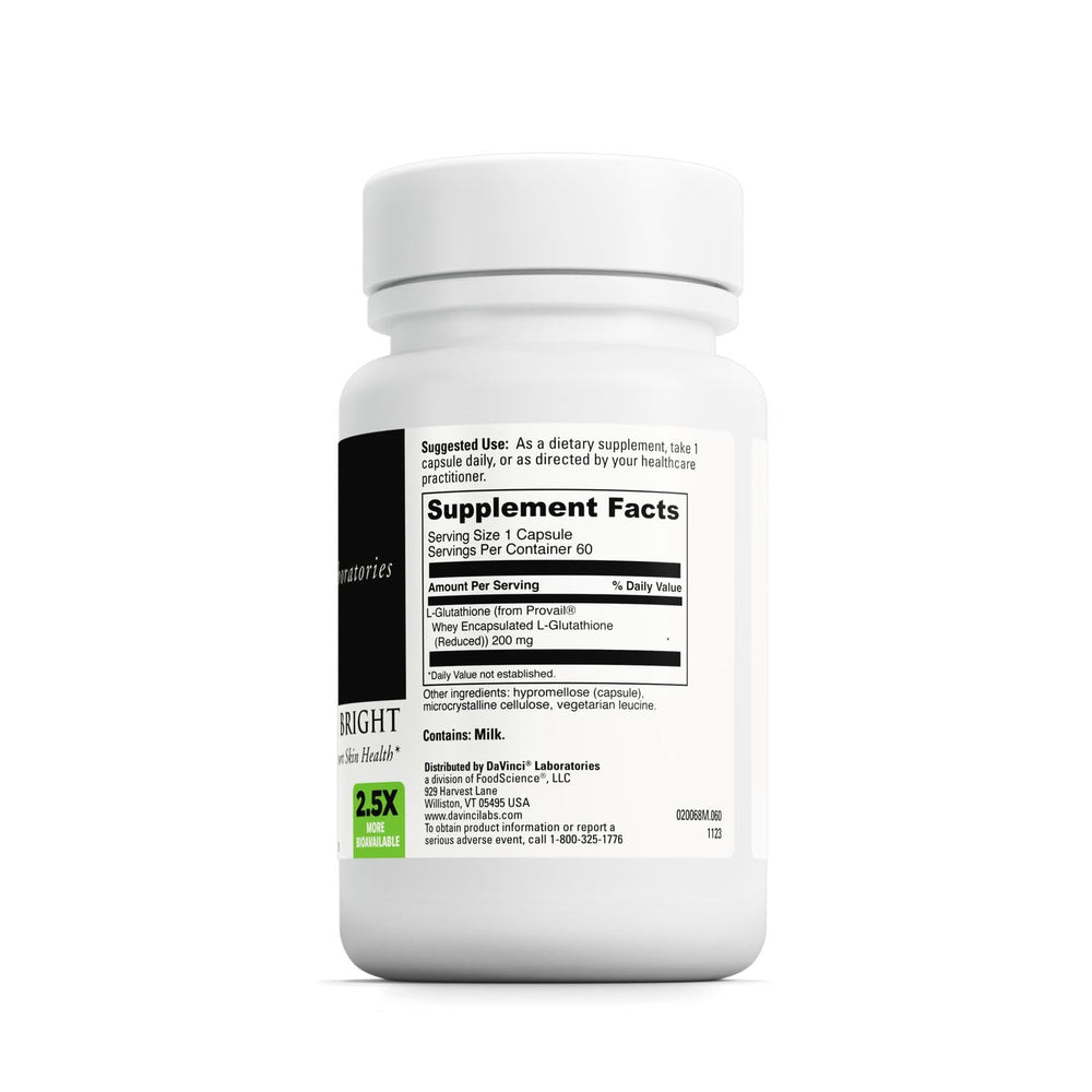 DAVINCI Glutathione Bright capsules closeup for skin health focus