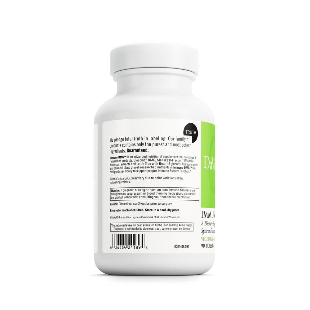 DAVINCI Immuno-DMG with maitake powder visible, rich beta-glucans for daily immune wellness.