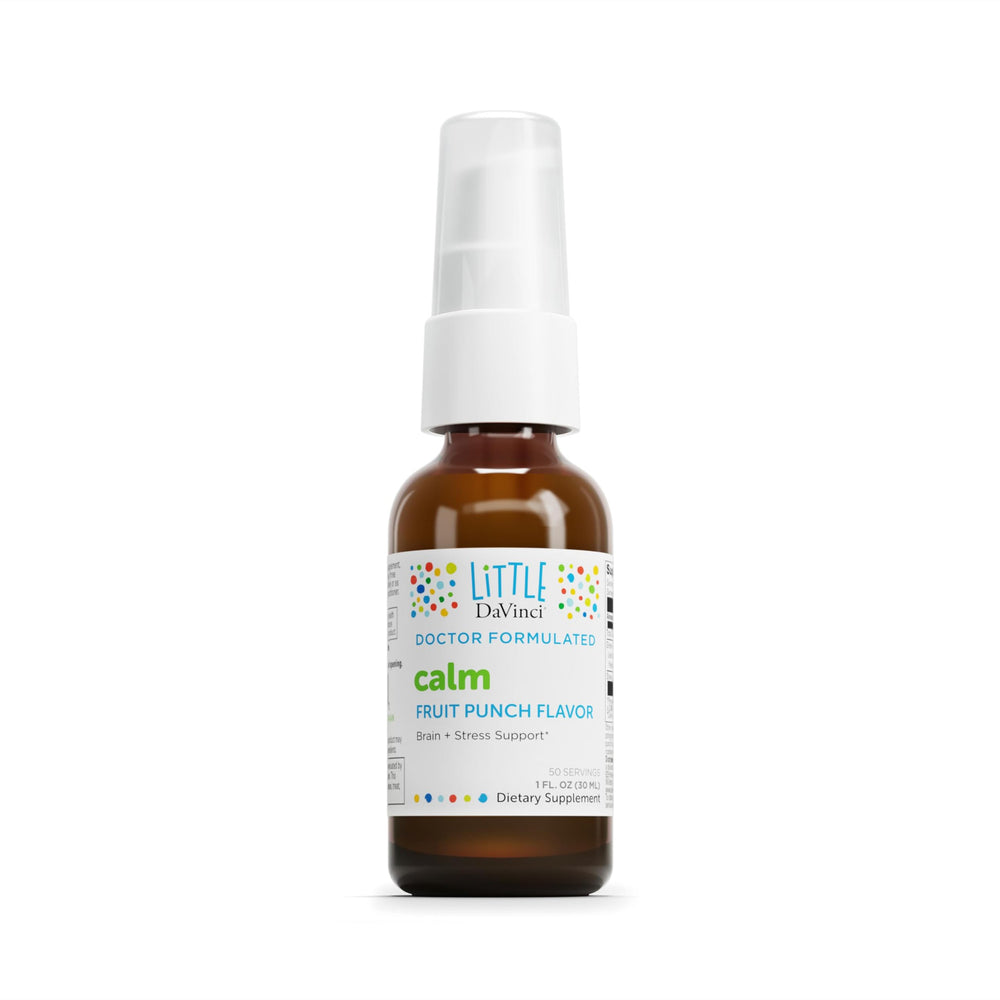 DAVINCI Little Calm bottle front view showing fruit punch flavor for calm focus.