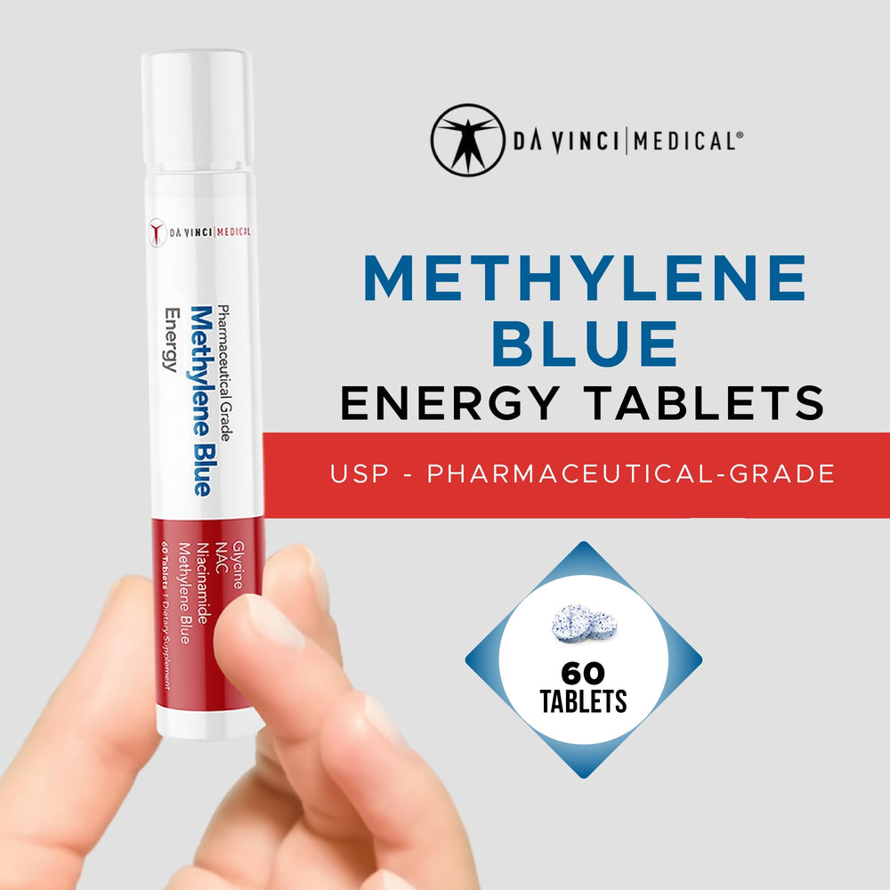 Da Vinci Medical Methylene Blue tablet close-up showing uniform dosage