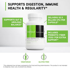 Close-up of the DAVINCI Mega Probiotic ND 50 label highlighting ingredients
