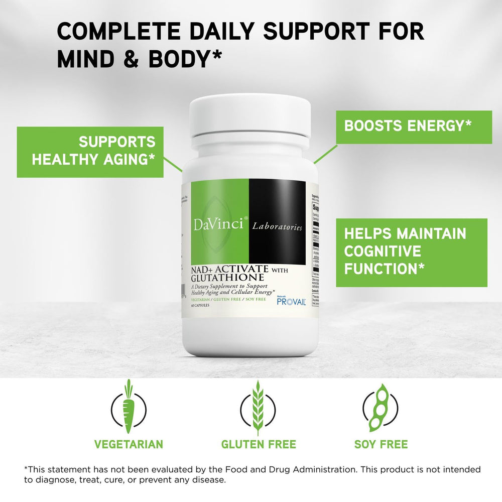 Prominent Provail glutathione delivery matrix in a DAVINCI formulation for enhanced bioavailability.