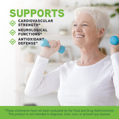 CoQ10 and bilberry components highlighted for cellular energy and eye supporting nutrients.