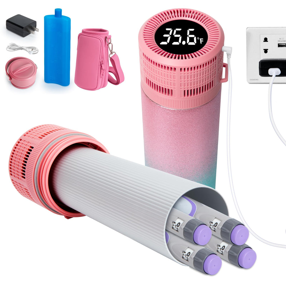 DAWNBOX electric insulin cooler pink travel case ready for road trips and med transport