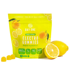 Day One Electrogummies yuzu citrus bottle for on-the-go hydration