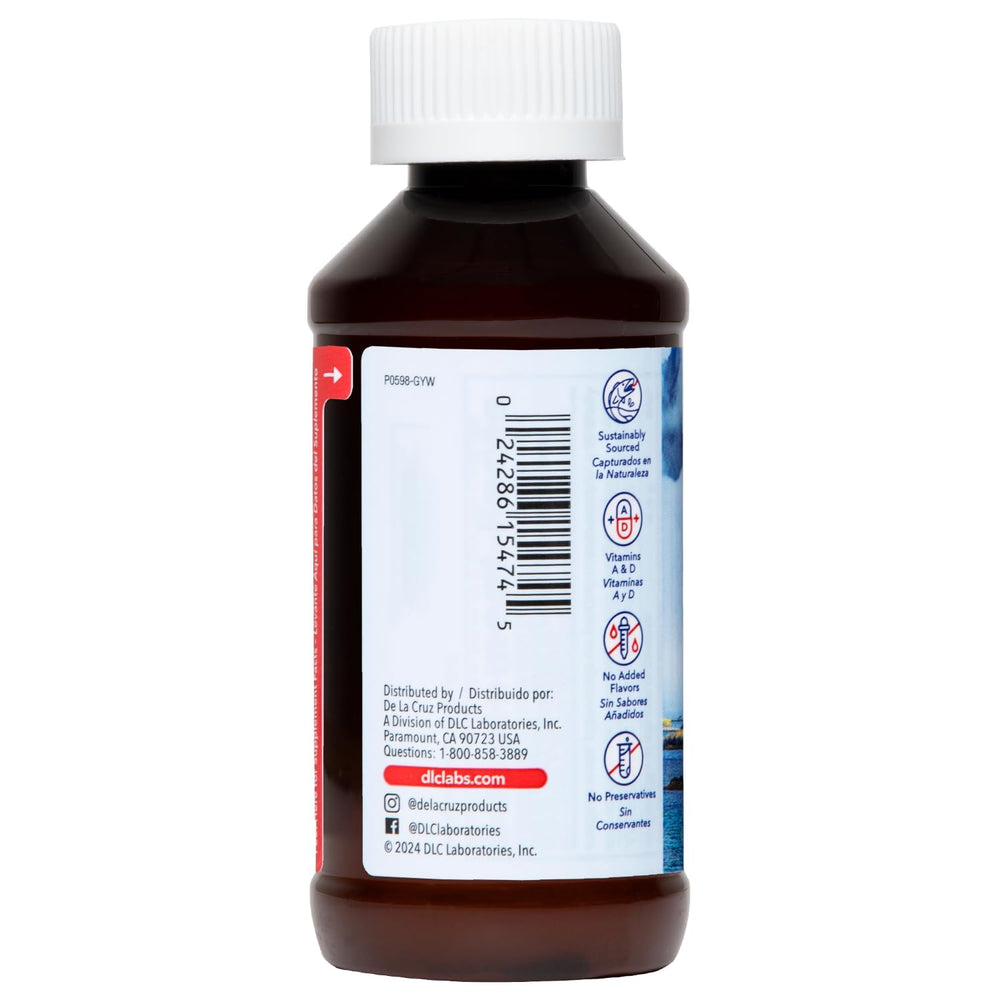De La Cruz Cod Liver Oil Liquid FDA-tested purity and safety