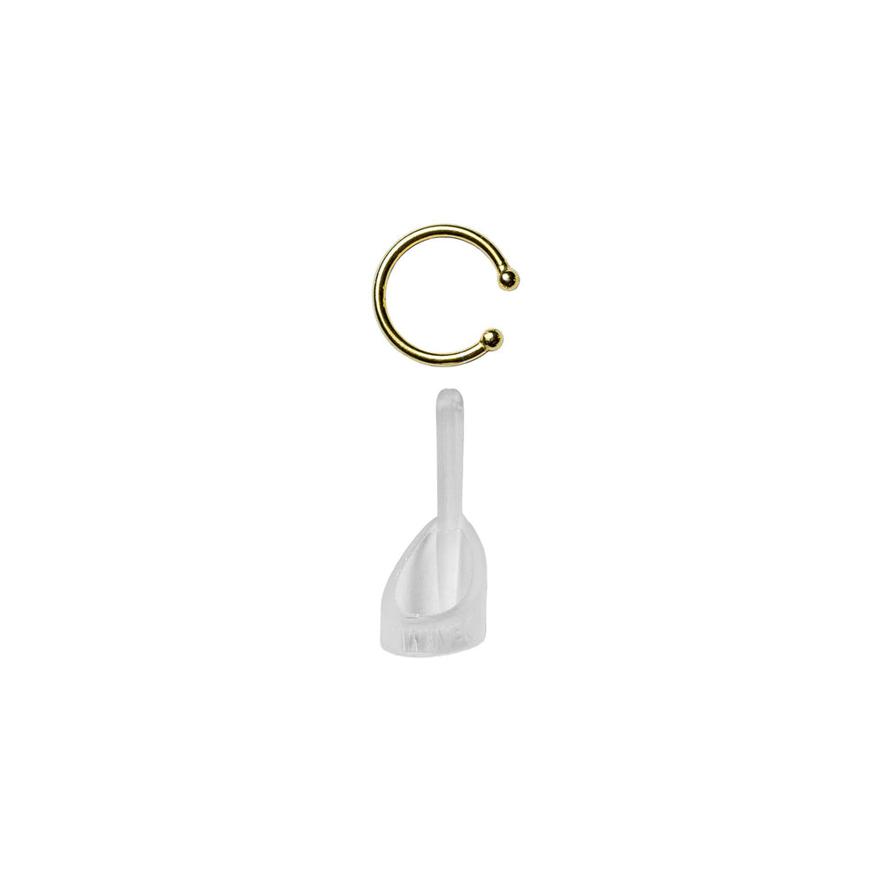 Deafmetal universal-fit cuff shown on various ears for secure retention.