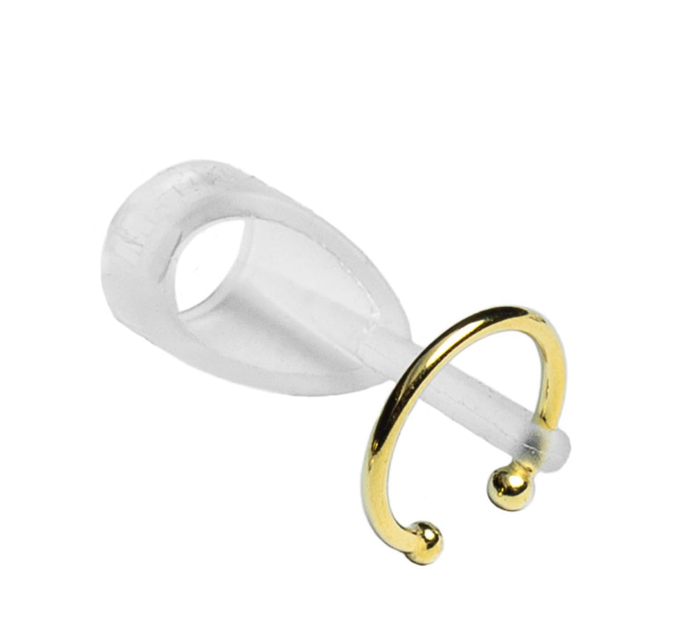 Deafmetal USA retention cuff securing a hearing aid on the ear during activity.