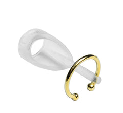 Deafmetal USA retention cuff securing a hearing aid on the ear during activity.