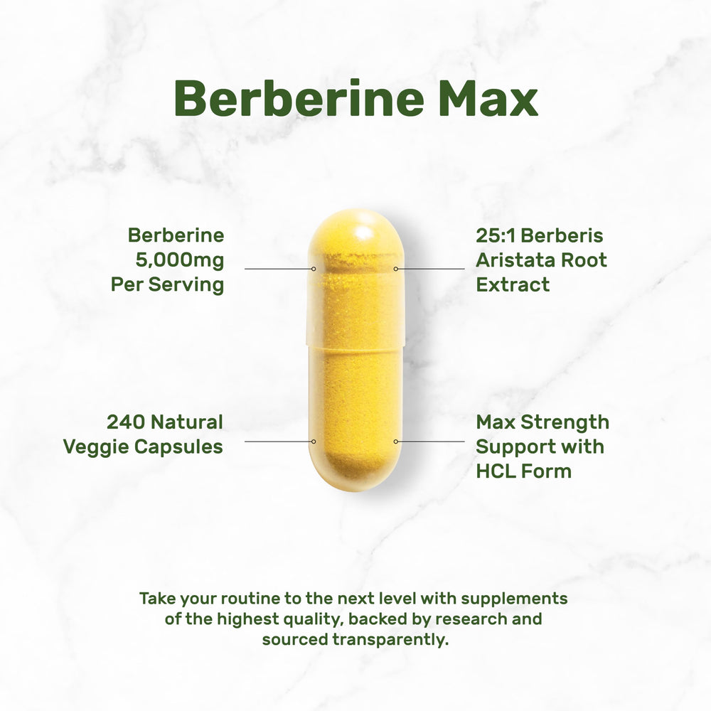 DEAL SUPPLEMENT Berberine Max capsules closeup emphasizes veggie capsules for plant-based use