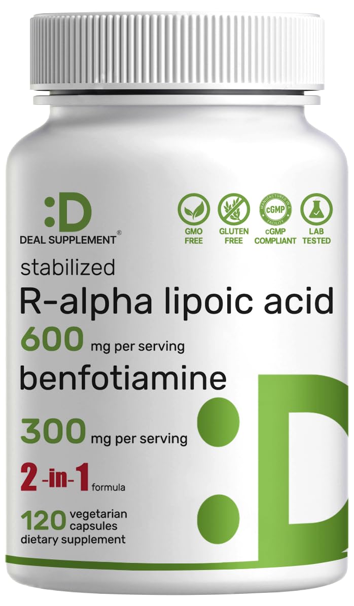 DEAL SUPPLEMENT R-ALA bottle showcasing high-bioavailability antioxidant formulation.