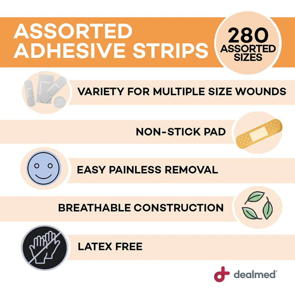Dealmed individually wrapped packaging indicates sterile ready to use bandages