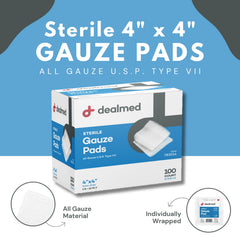 Dealmed sterile wrap around gauze pad for reliable first aid usage.