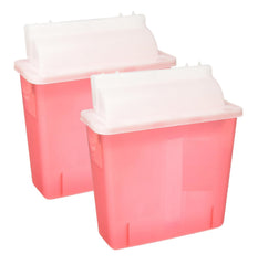 DealMed Sharps Container with red 5-quart mailbox lid for safe needle disposal.