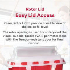 Dealmed translucent red body allows fill-level monitoring at a glance.