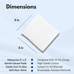 Dealmed 2x2 gauze pad wound dressing with 12-ply durability for sturdy cleaning