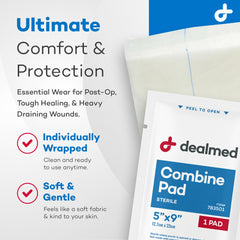 Dealmed sterile pad, individually wrapped, for aseptic handling.