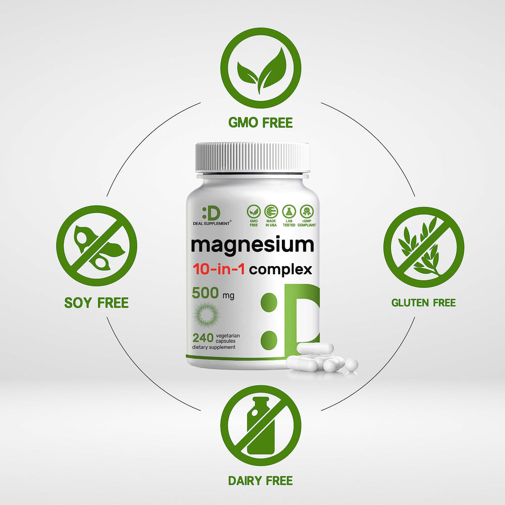 DEAL SUPPLEMENT Magnesium Complex label view highlighting 10 forms