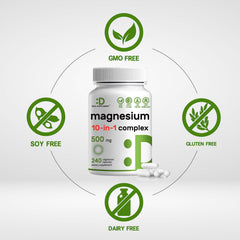 DEAL SUPPLEMENT Magnesium Complex label view highlighting 10 forms