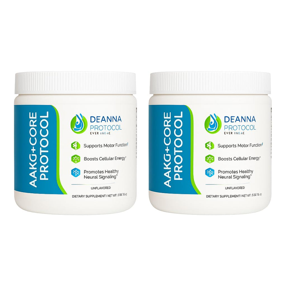 Deanna Protocol AAKG+ Core Powder jar close-up: unflavored, easy-to-mix powder for daily use.