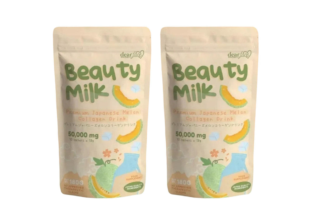Dear Face Beauty Milk bottle with melon flavor and collagen-rich formula.