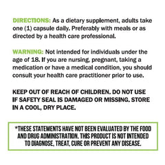 Side label of Dear Nature Cuban Policosanol highlighting gluten-free and non-GMO attributes