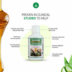 Label close-up: Deca Aloe Arborescens US Organic formula and nutrients.
