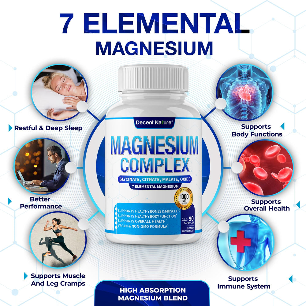DECENT NATURE immunity-support magnesium visual highlighting broad immune support.