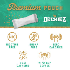 Deckiez caffeine pouch berry close-up emphasizes bold flavor and quick energy