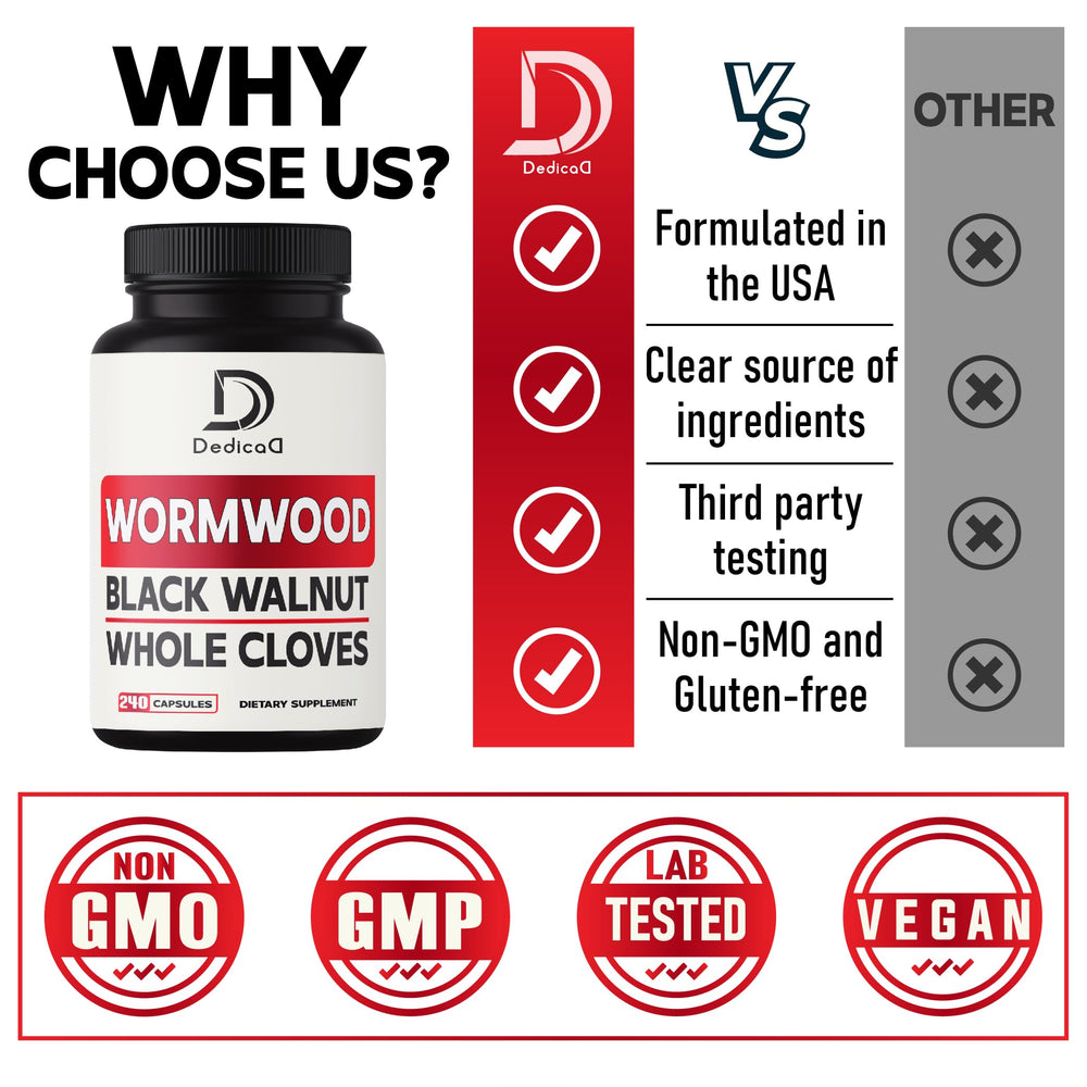 DEDICAD sweet wormwood capsules pack with clean packaging and halal-certified claim.