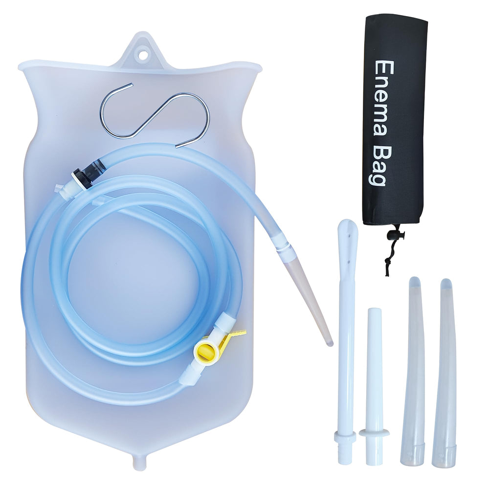Deepdeem 2 Qt Enema Bag Kit—clear bag for precise, comfortable cleansing at home.