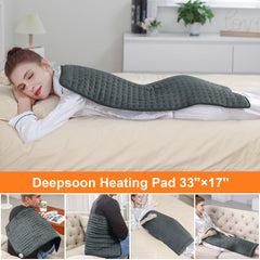 Deepsoon heating pad 33x17 inches in dark gray laid flat for full-body coverage