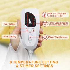 Deepsoon heating pad with six temperature settings for control.
