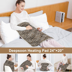 Deepsoon heating pad applied to back and neck for versatile use and relief