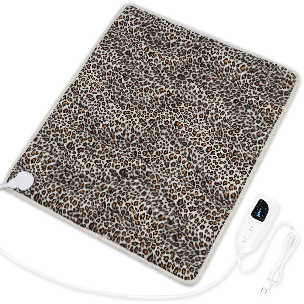 Deepsoon leopard print heating pad front view showing targeted warmth and comfort