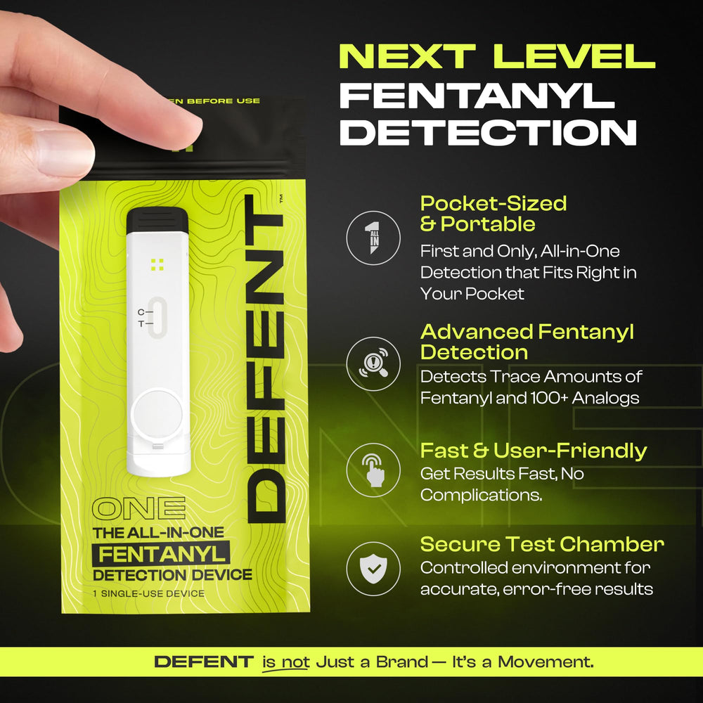 DEFENT compact portable design shown for easy festival testing.