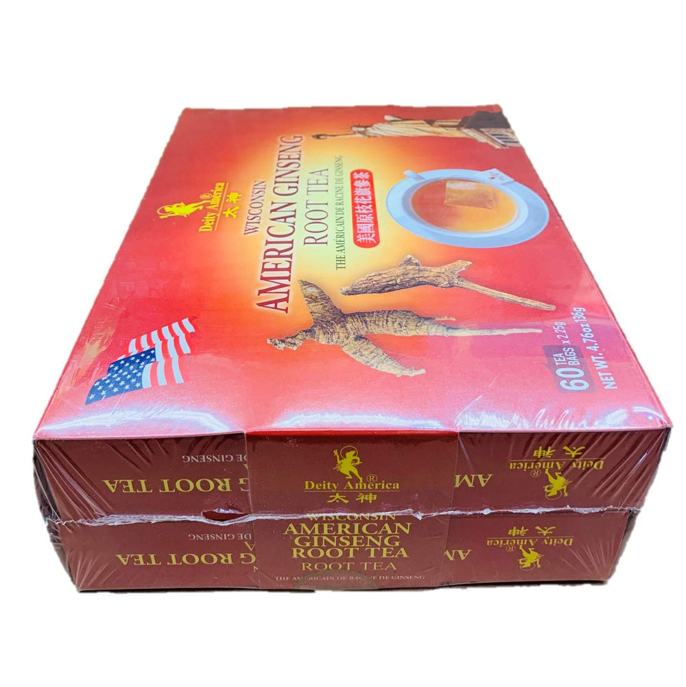 Deity America Wisconsin ginseng packaging and bag label, highlighting quality sourcing and tradition.