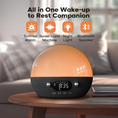 Dekala RestOnn sunset sleep sounds display promotes a calm, gradual bedtime.