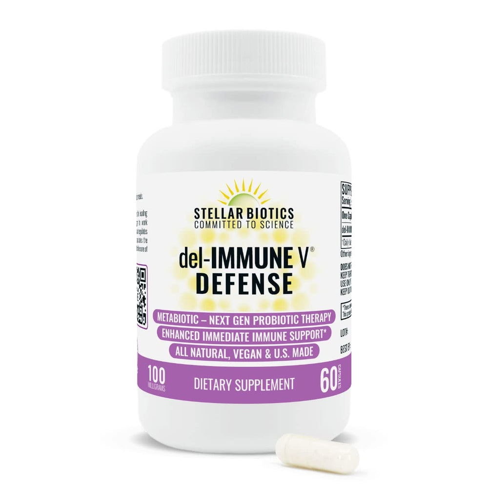 Del-Immune V Defense bottle label showing immune support potential.