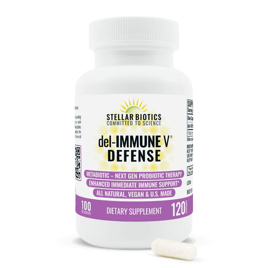 Del-Immune V Defense bottle pour; easy daily immune support on the go.