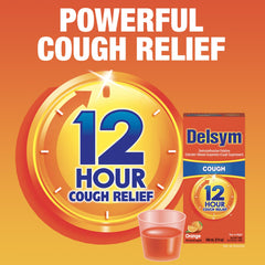 Delsym Nighttime cough liquid blue label bottle ready for sleep support