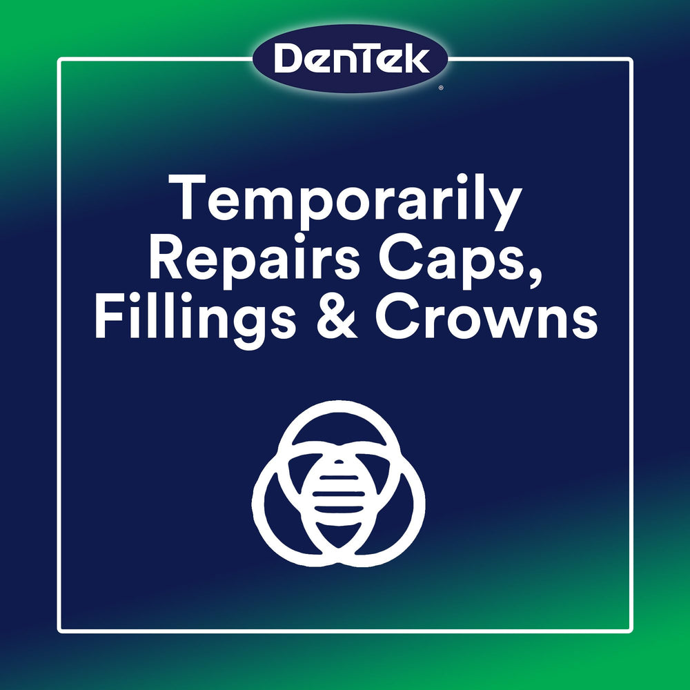 DenTek Temparin Max loose cap repair demonstrating a secure temporary hold.