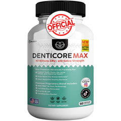 DentiCore Max bottle front showcases the 40 Billion CFU formula for oral wellness.