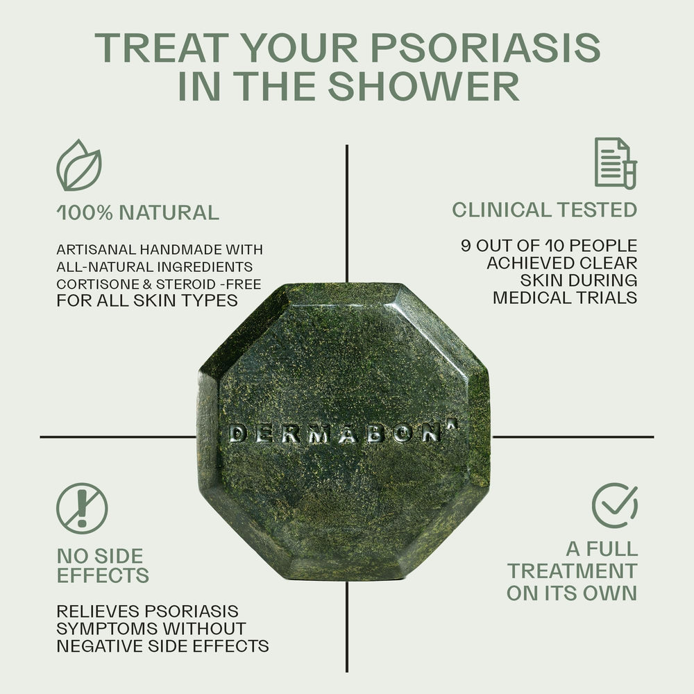 Dermabon coal tar bar soap closeup showing creamy lather and moisturizing texture