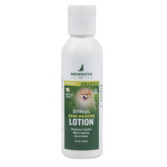 DERMagic Skin Rescue Lotion bottle offering soothing relief for irritated pet skin.
